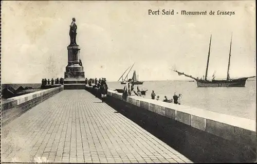 Ak Port Said Ägypten, Monument de Lesseps