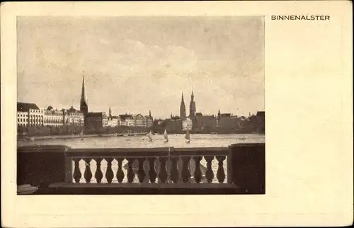 Ak Hamburg Mitte, Binnenalster, Wasserpartie, Stadtansicht