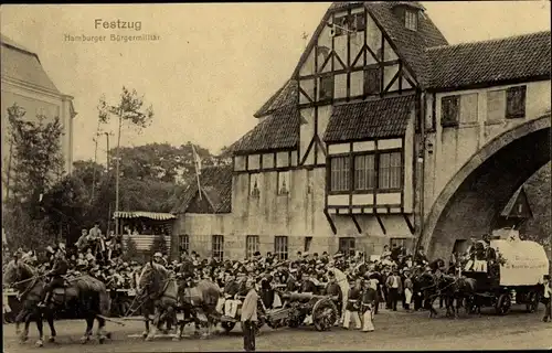 Ak Hamburg Mitte, Festzug, 16. Deutsches Bundesschießen 1909, Bürgermilitär