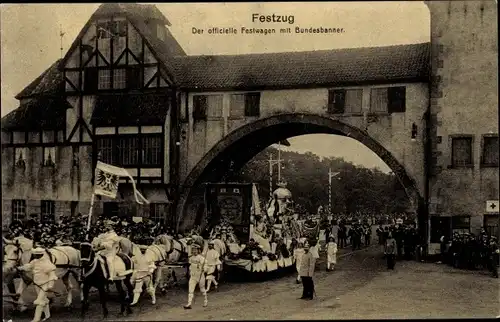 Ak Hamburg Mitte, Festzug, 16. Deutsches Bundesschießen 1909O Offizieller Festwagen mit Bundesbanner