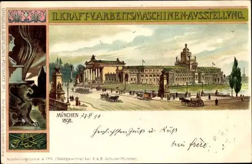 Künstler Litho Seitz, Rob., München, II. Kraft- und Arbeitsmaschinen Ausstellung 1898
