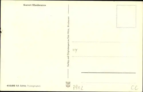 Ak Blaubeuren Baden Württemberg, Teilansicht vom Ort mit Kirche, Wald