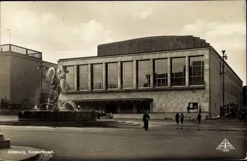 Ak Göteborg Schweden, Konserthuset, Konzerthaus, Brunnen