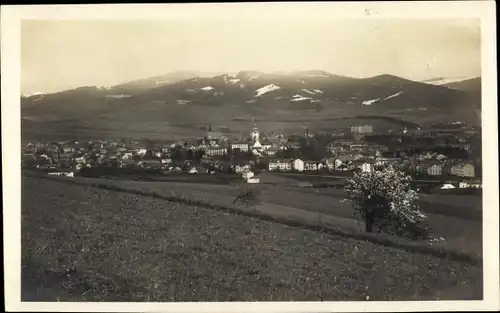 Ak Šumperk Mährisch Schönberg Reg. Olmütz, Panorama vom Ort
