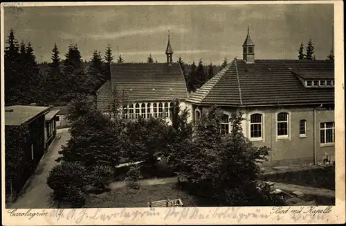 Ak Carolagrün Auerbach im Vogtland, Bad mit Kapelle, Wald