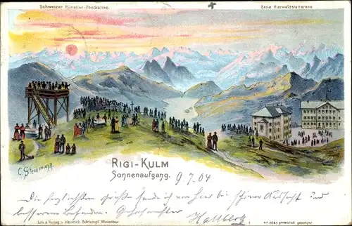 Künstler Litho Steinmann, C., Rigi Kulm Kt. Schwyz, Sonnenaufgang
