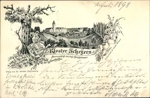 Litho Scheyern Oberbayern, Stammschloss des bayr. Königshauses der Wittelsbacher