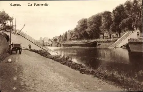 Ak Namur Wallonien, La Passerelle, Kriegszerstörungen, I. WK