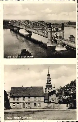 Ak Sowjetsk Tilsit Ostpreußen, Königin Luise Brücke, Königin Luise Haus