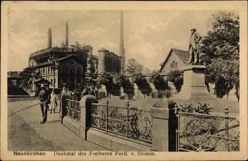 Ak Neunkirchen im Saarland, Denkmal des Freiherrn Ferd. von Stumm