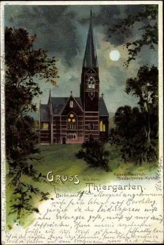 Litho Berlin Tiergarten, Kaiser Friedrich Gedächtniskirche