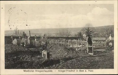 Ak Dun sur Meuse Lothringen, Kriegerfriedhof