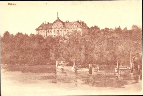 Ak Insel Mainau im Bodensee, Haus des Deutschritterordens, Außenansicht, Anlegestelle