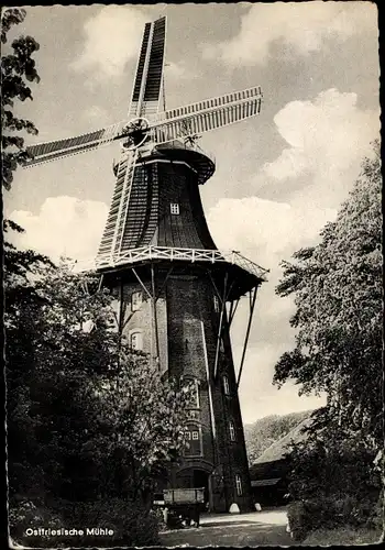 Ak Ostfriesische Mühle, Windmühle, Fuhrwerk