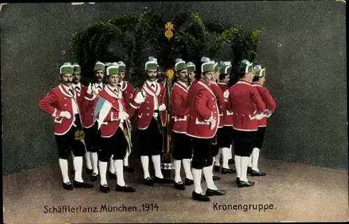 Ak München Bayern, Schäfflertanz 1914, Kronengruppe