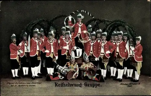 Ak München Bayern, Schäfflertanz 1907, Reifschwung Gruppe