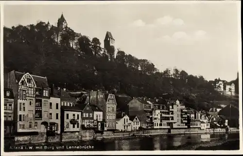 Ak Altena im Märkischen Kreis, Burg, Lennebrücke