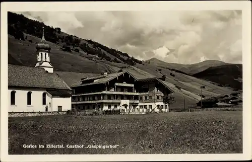 Ak Gerlos in Tirol, Gasthof Gaspingerhof, Kirche