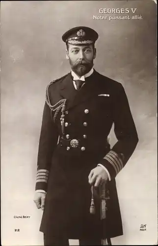 Ak King George V., König Georg V. von England, Portrait in Uniform, Admiral, Royal Navy