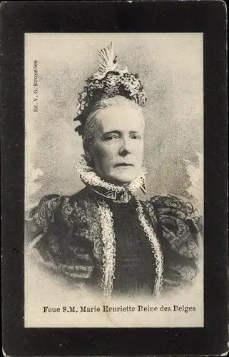 Ak Marie Henriette von Österreich, Königin von Belgien, Trauerkarte