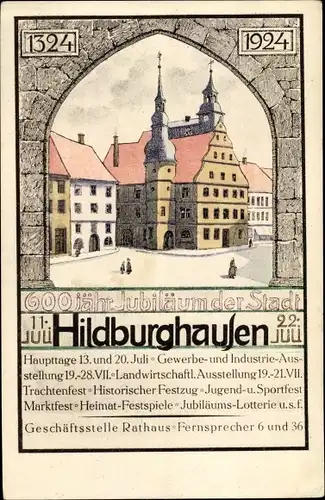Künstler Ak Hildburghausen in Thüringen, 600jh Jubiläum der Stadt 1924