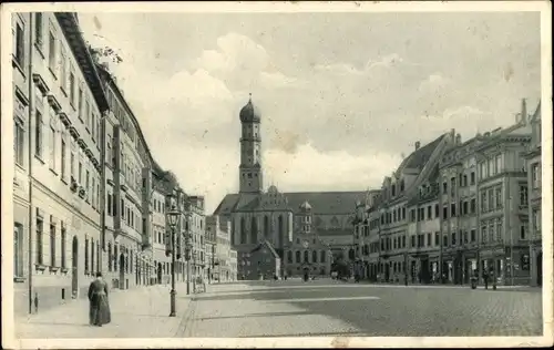 Ak Augsburg in Schwaben, Obere Maximilianstraße mit St. Ulrich Kirche