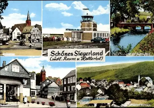 Ak Burbach im Siegerland, Wilnsdorf, Flughafen, Hellertal Zeppenfeld, Neunkirchen, Panorama