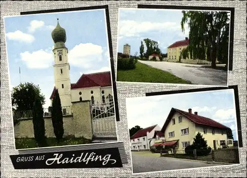 Ak Haidlfing Wallersdorf in Niederbayern, Kirche, Straßenpartie, Geschäftshaus