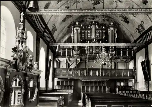 Ak Hamburg Harburg Neuenfelde, Barockkirche, Innenansicht, Orgel v. Arp Schnitger