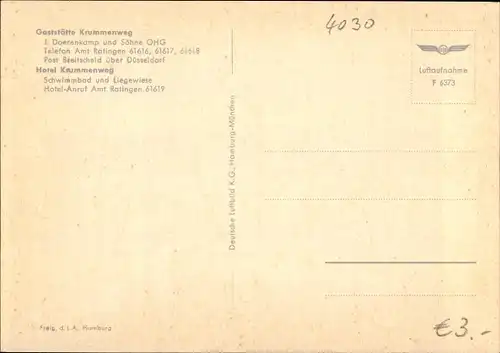 Ak Breitscheid Ratingen Nordrhein Westfalen, Gaststätte Krummenweg, Inh. J. Doerenkamp, Hotel