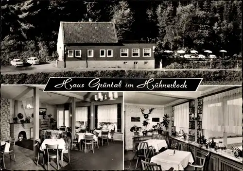 Ak Ennepetal der Kluterthöhle, Cafe Restaurant Haus Grüntal im Hühnerloch, Inh. W. Weide
