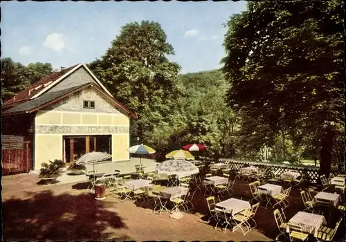 Ak Ennepetal der Kluterthöhle, Hotel Restaurant Hasper Talsperre, Inh. H. Kortengräber, Terrasse