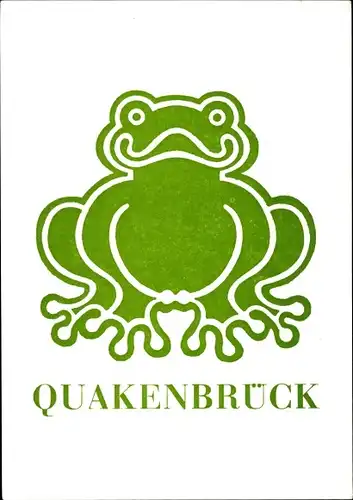 Künstler Ak Quakenbrück in Niedersachsen, sitzender grüner Frosch