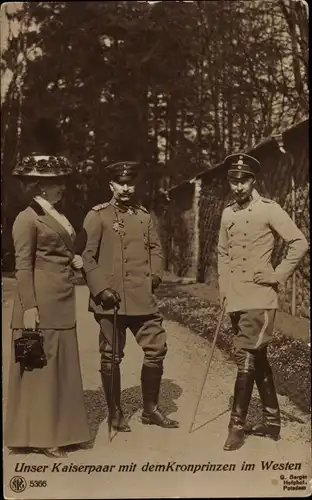 Ak Kaiser Wilhelm II. von Preußen, Kaiserin Auguste Viktoria, Kronprinz, im Westen, NPG 5366