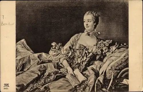 Künstler Ak Boucher, F., Madame de Pompadour, Ludwig XV., Mätresse, Ackermann 2421