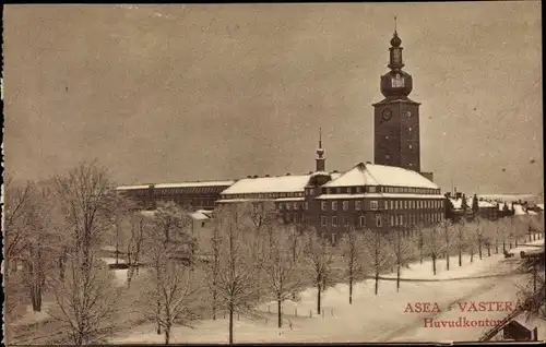 Ak Västerås Schweden, Huvudkontoret, Schneelandschaft