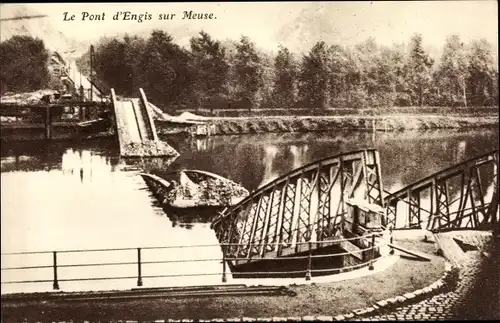 Ak Engis Wallonien Lüttich, Pont sur Meuse, Kriegszerstörungen, I. WK