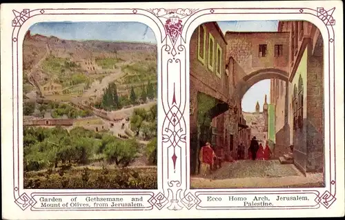 Ak Jerusalem Israel, Garden of Gethsemane and Mount of Olives, Ecco Homo Arch