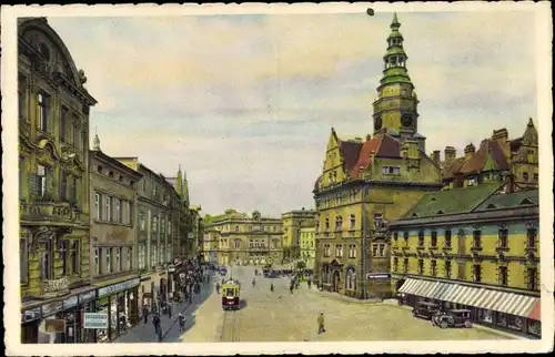 Ak Opava Troppau Reg. Mährisch Schlesien, Oberring mit Schmetterhaus und Theater