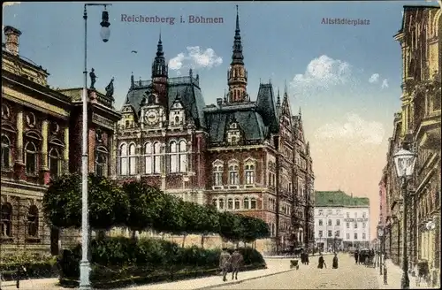 Ak Liberec Reichenberg Stadt, Altstädter Platz, Häuserfassaden
