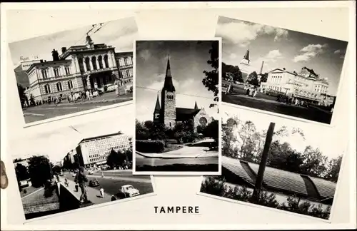 Ak Tampere Tammerfors Westfinnland, Dom, Theater, Straßenpartie, Tribüne