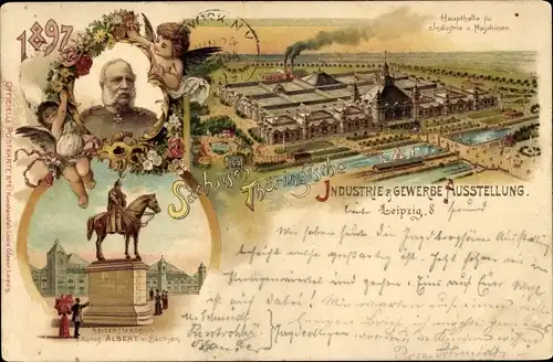 Litho Leipzig, Sächsisch-Thüringische Industrie- und Gewerbeausstellung 1897, König Albert