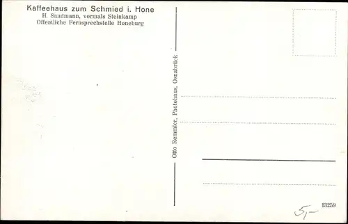 Ak Osnabrück Niedersachsen, Im Hone, Caféhaus zum Schmied, Bes. H. Sandmann, vorm. Steinkamp, Garten