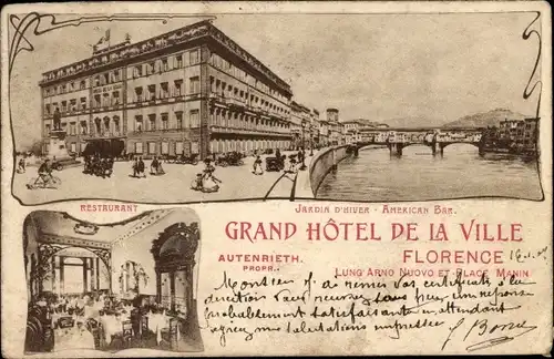 Ak Firenze Florenz Toscana, Grand Hotel de la Ville, Restaurant, Inh. Autenrieth