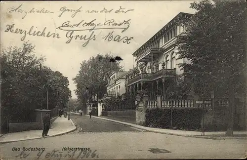 Ak Bad Godesberg Bonn Rhein, Kaiserstraße mit Villen, Passanten