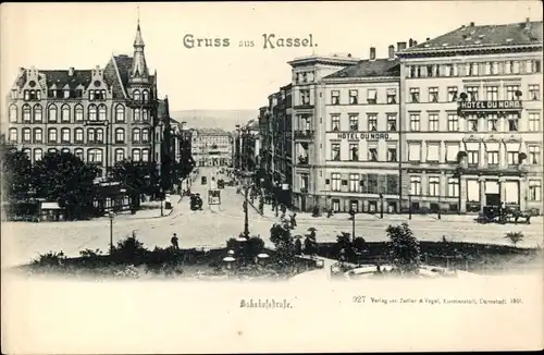 Ak Kassel in Hessen, Bahnhofstraße, Hotel du Nord, Straßenbahn