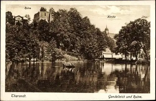 Ak Tharandt im Erzgebirge, Ruine, Kirche, Gondelteich