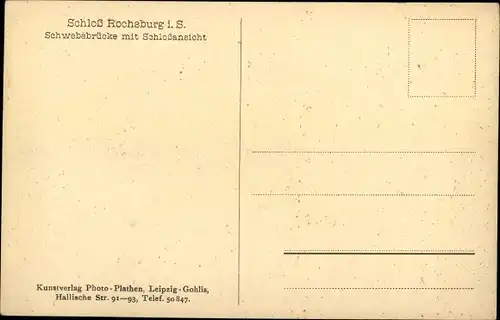 Ak Rochsburg Lunzenau in Sachsen, Schloss, Schwebebrücke