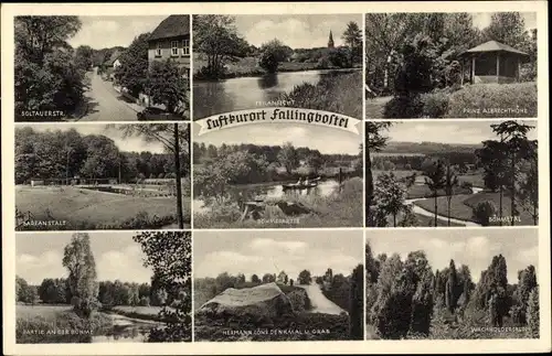 Ak Bad Fallingbostel Lüneburger Heide, Hermann Löns Grab, Soltauer Straße, Badeanstalt, Böhmetal