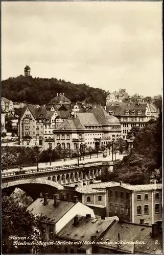 Ak Plauen im Vogtland, Teilansicht vom Ort, Friedrich August Brücke, Blick n. d. Bärenstein